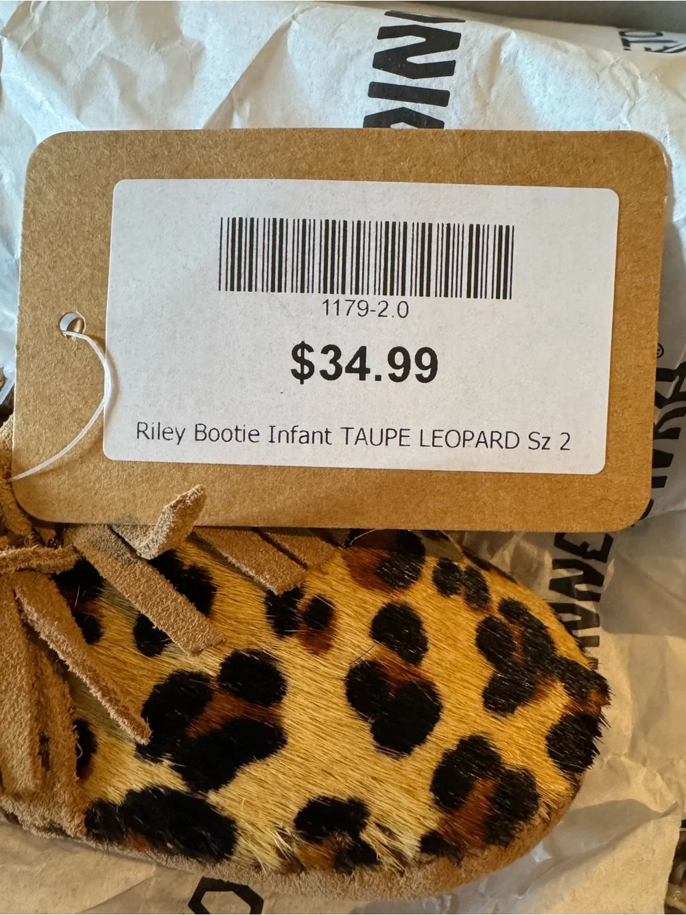Infant Leopard Print Fringe Moccasin Slip-On Bootie